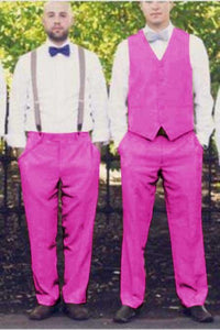 Matching Waistcoat Wedding ~ Prom Dress Tuxedo Wedding Men's Vest ~ Waistcoat ~ Waist coat & Flat Front Pants Set Fuschia