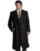 Men's Black Six Button Front Closure Big and Tall Long Men's Dress Topcoat