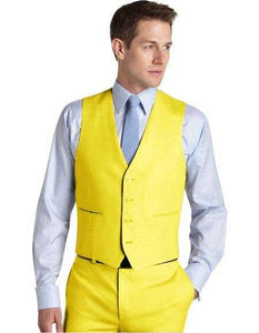 Matching Waistcoat Wedding ~ Prom Dress Tuxedo Wedding Men's Vest ~ Waistcoat ~ Waist coat & Flat Front Pants Set Yellow
