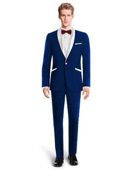Navy Blue One Button Shawl Lapel Tuxedo Suit