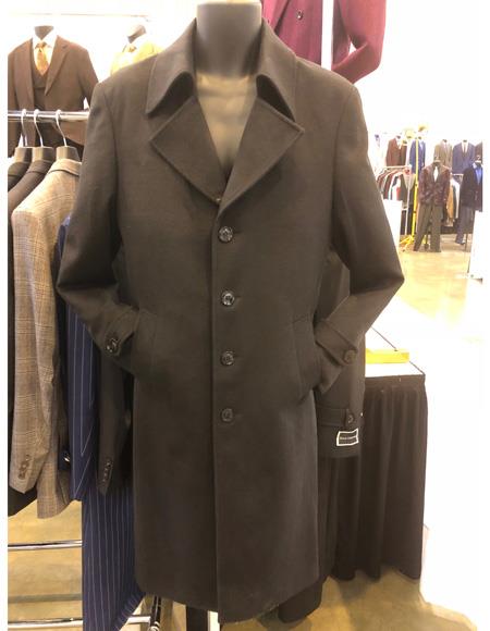 Men's  Brown Four Button Over Coat