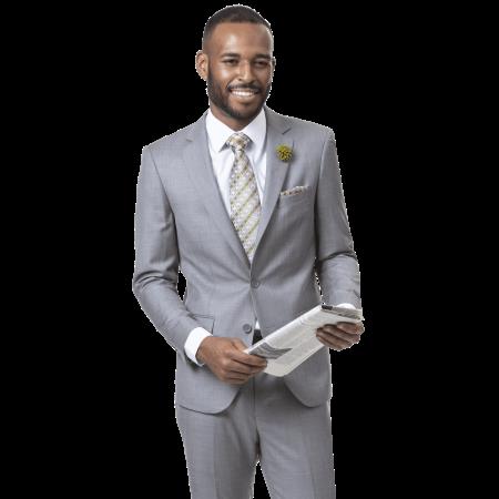 Men's Gray Two Button  One Chest Pocket Suit