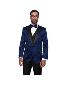 Single Breasted Wool One Button  Dark Navy Suit