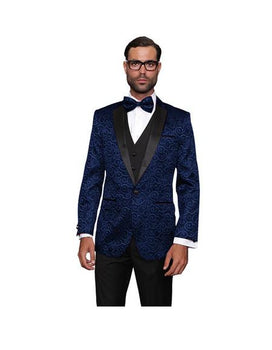 Single Breasted Dark Navy Wool One Button Suit