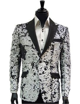 Men's Black ~ White Two Button Breasted