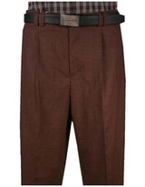 Men's Wide Leg Single Pleat Light Weight Brown Pant unhemmed unfinished bottom