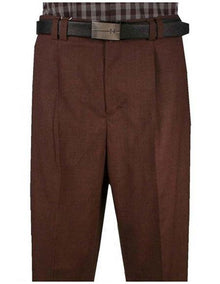 Men's Wide Leg Single Pleat Light Weight Brown Pant unhemmed unfinished bottom