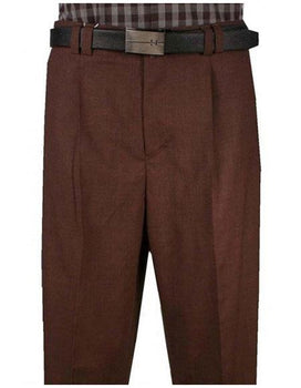 Men's Wide Leg Single Pleat Light Weight Brown Pant unhemmed unfinished bottom