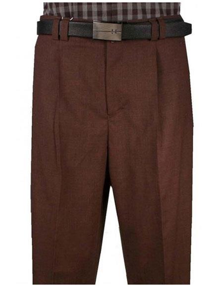 Men's Wide Leg Single Pleat Light Weight Brown Pant unhemmed unfinished bottom