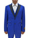 2 Button Peak Lapel Tuxedo Ticket Pocket Vested 3 Pieces Flat Front Pants Blue