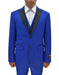 2 Button Peak Lapel Tuxedo Ticket Pocket Vested 3 Pieces Flat Front Pants Blue