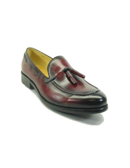 Men's Slip On Leather Stylish Dress Loafer by Carrucci Burgundy
