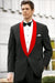 Men's Black Suit  Red Shawl Lapel