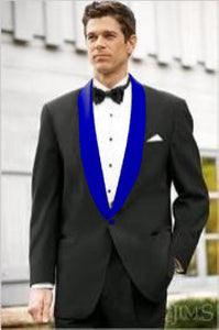 Men's Blue Shawl Lapel Black Suit