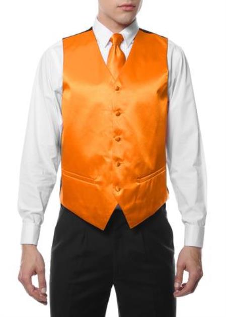 Men's Gold Five Button Wedding Waist coat & Tie