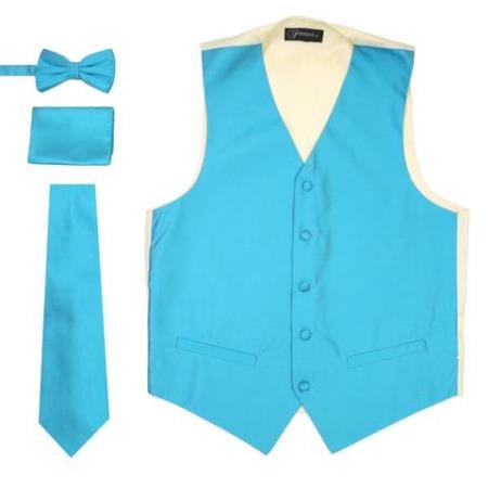 Men's Light Blue Besom Pockets Big and Tall Dress Tuxedo