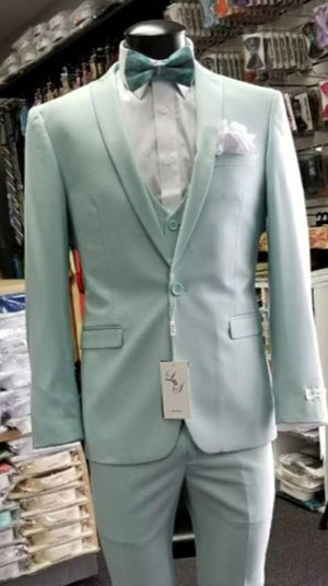 Men's Shawl Lapel Light Blue Suit