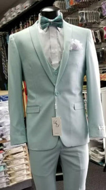 Men's  Shawl Lapel Light Blue Suit