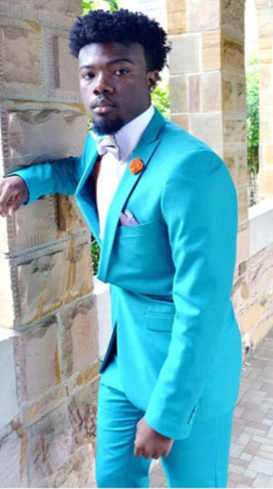 Men's Peak Lapel Blue Suit