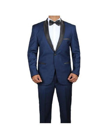 Men'S Shawl Lapel Midnight Blue Two Piece James Bond Outfit