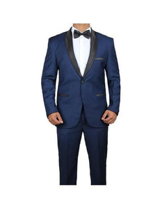 Men'S Shawl Lapel Midnight Blue Two Piece James Bond Outfit