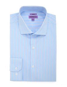 100% Cotton French Cuff Blue Men's Dress Shirt