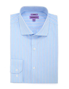 100% Cotton French Cuff Blue Men's Dress Shirt