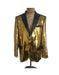 Men's One Button  Gold Sequin Blazer - Sequin Tuxedo - Dinner Jacket