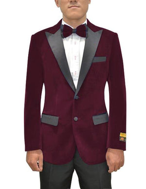 Men's Two Button Peak Lapel Maroon Suit