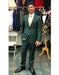Men's Green Two Button  Flap Front Pockets Suit