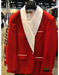 Men's Red One Button White Shawl Lapel Cuff Link Suit