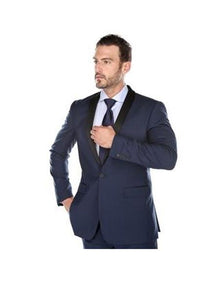 Renoir Suits - Renoir Fashion Mens Shawl Lapel Dark Navy Slim Fit Two-piece Suit
