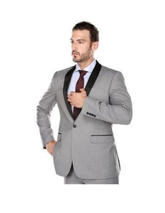 Renoir Suits - Renoir Fashion Mens Shawl Lapel Light Grey Slim Fit Two-piece Tuxedo