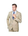 Renoir Suits - Renoir Fashion Verno Crespo Men's  Solid Pattern Classic Fit Polyester Suit In Beige