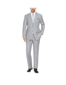 Renoir Suits - Renoir Fashion Verno Men's Grey Solid Pattern Classic Fit Polyester Suit