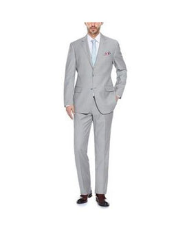 Renoir Suits - Renoir Fashion Verno Men's Grey Solid Pattern Classic Fit Polyester Suit