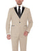 Tan ~ Beige ~ Sand Color Peak Lapel Tuxedo Vested 3 Piece Suit By Tux Formalwear