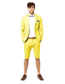 Mens Short Pants Suit Set Mens Yellow  Suit For Men