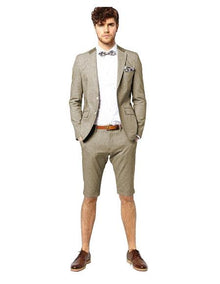 Mens Short Pants Suit Set Mens Suit For Men Grey Two Button