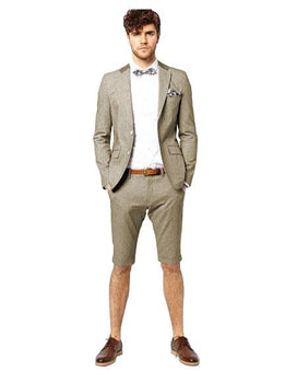 Mens Short Pants Suit Set Mens Suit For Men Grey Two Button