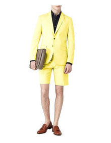 Mens Short Pants Suit Set Mens Yellow Suit For Men Two Button