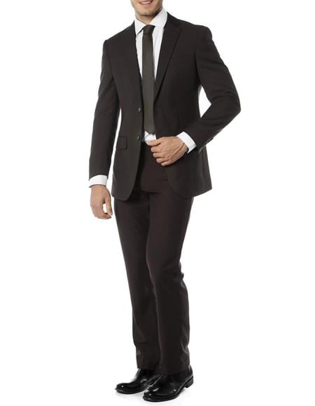 Men's  Notch Label Slim Fit Suit Black
