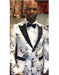 White and Black paisley Floral Satin Shiny Fashion Blazer Dinner Jacket