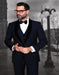 Encore-V Men's Modern Fit 1 button Navy Tuxedo with Black Velvet Lapel $199