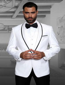 Genova White 1-Button Shawl Tuxedo