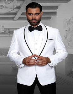 Genova White 1-Button Shawl Tuxedo