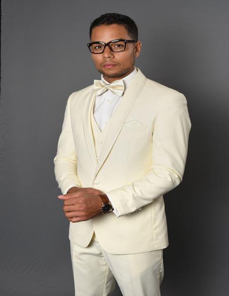 Caesar Off-White 1-Button Shawl Tuxedo
