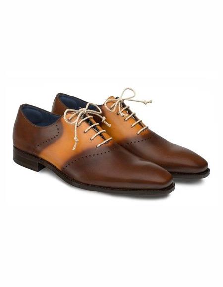Men's Brown ~ Tan Lace Up Cap Toe