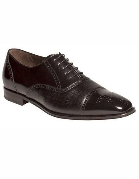 Men's Black Lace Up Cap Toe