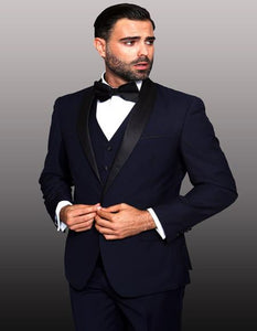 Theo Navy 1-Button Shawl Tuxedo